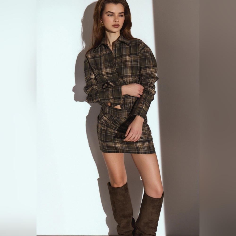Green Check Button Up Shirt